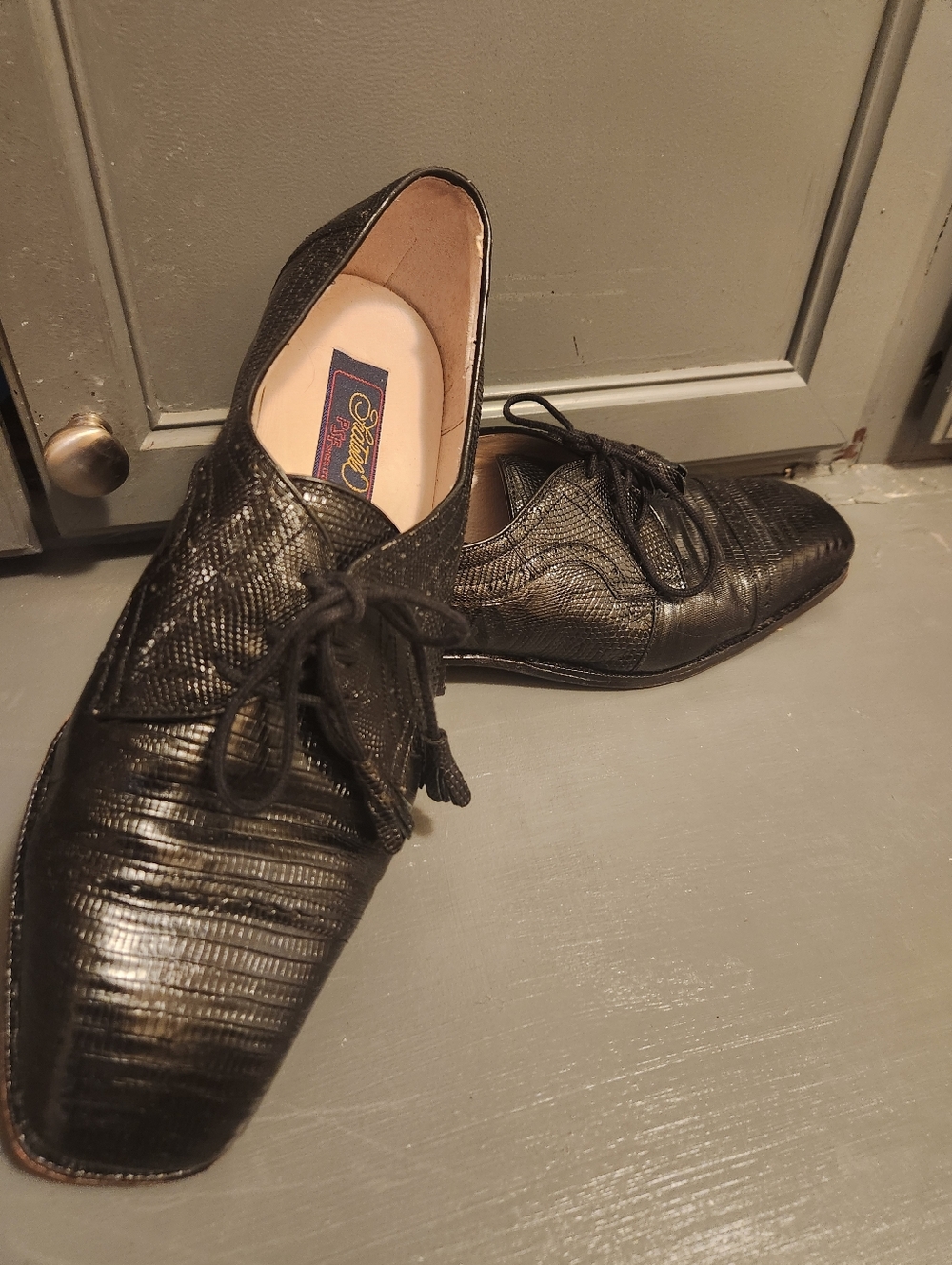 Fratelli Mens Vintage Genuine Lizard Classic Black  Dress Shoes